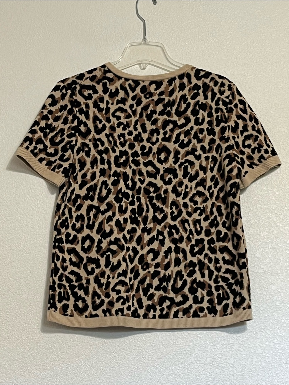 J Crew Leopard Print Short Sleeve Sweater Knit Top Size Medium - Picture 5 of 8